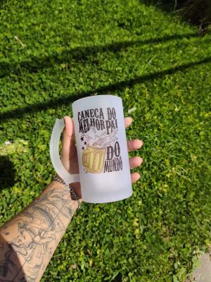 Caneca de Chopp Vidro  | 22x14 | Impressão Só Frente | Jateada | Personalizado 